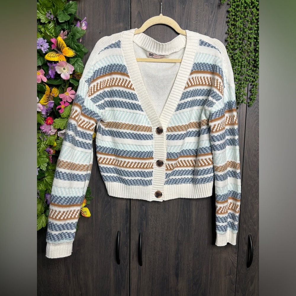💙2/$40💙SO Woven Button Down Long Sleeve Cardigan Size Small